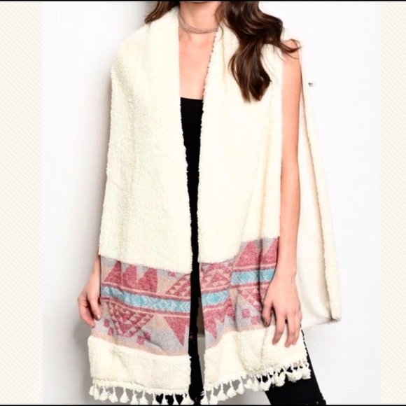 Hommage Trix Teddy Bear faux fur boho poncho - Picture 1 of 8